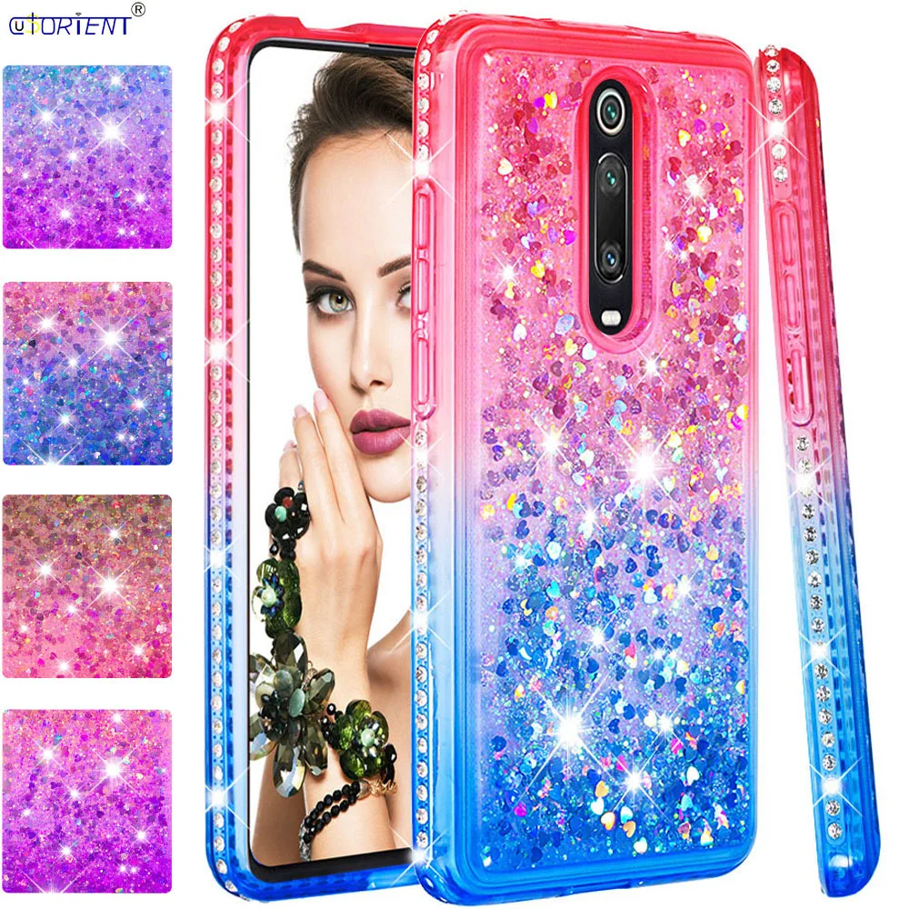 Симпатичный блестящий Алмазный чехол для Xiaomi Mi 9 T Pro динамический жидкий