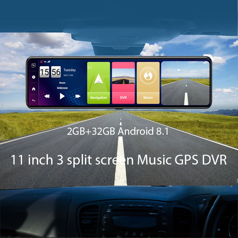 4G 10.88" Anfilite Car Smart Rearview Mirror DVR Android 8.1 Dual Camera Dashcam ADAS GPS Navigation WIFI Auto Recorder 2GB+32GB