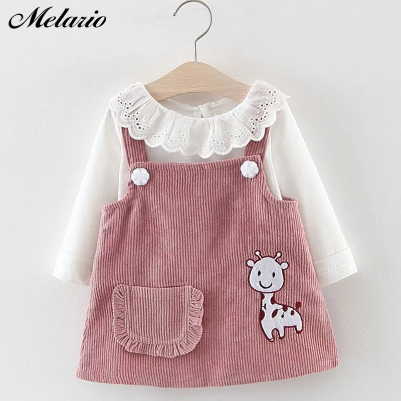 Dress T-Shirt Suit Spring Long-Sleeve Girls Cartoon Melario Cute 2pcs Tops Giraffe