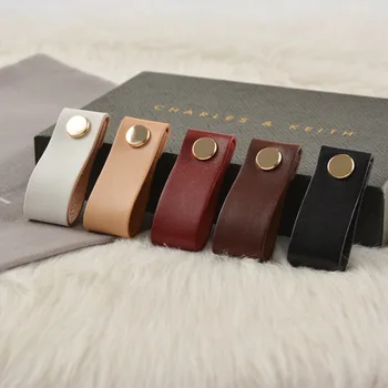 

Handmade Leather Cabinet Door Handles Modern Minimalist Single Cabinet Door Knobs and Drawer Handles Furniture Mounted