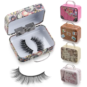 

Retro Suitcase False Eyelashes Box New Design Mink Lash Tray Luggage Eyelash Package Beauty Makeup Tool Fashion Accessories