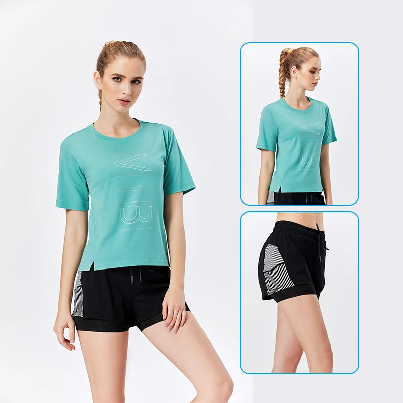 Женский спортивный костюм для фитнеса бега бесшовная женская спортивная рубашка