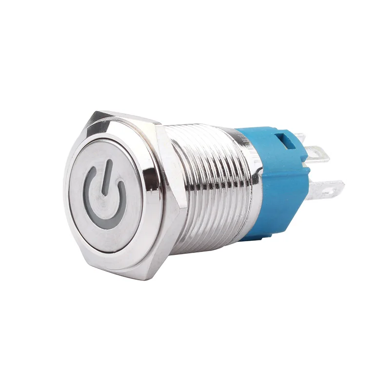 

1pc 16mm Metal Push Button Switch Flat head Power LOGO 3-220V Self-reset/Self-locking Momentary Waterproof Car Auto Eng
