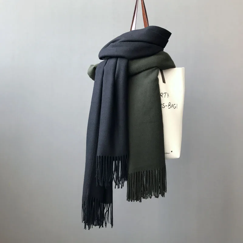 Moo-Ru элегантные шарфы зимний шарф Набор для женщин зимние аксессуары для женщин Мода Твердый Китай(материк - Цвет: Черный