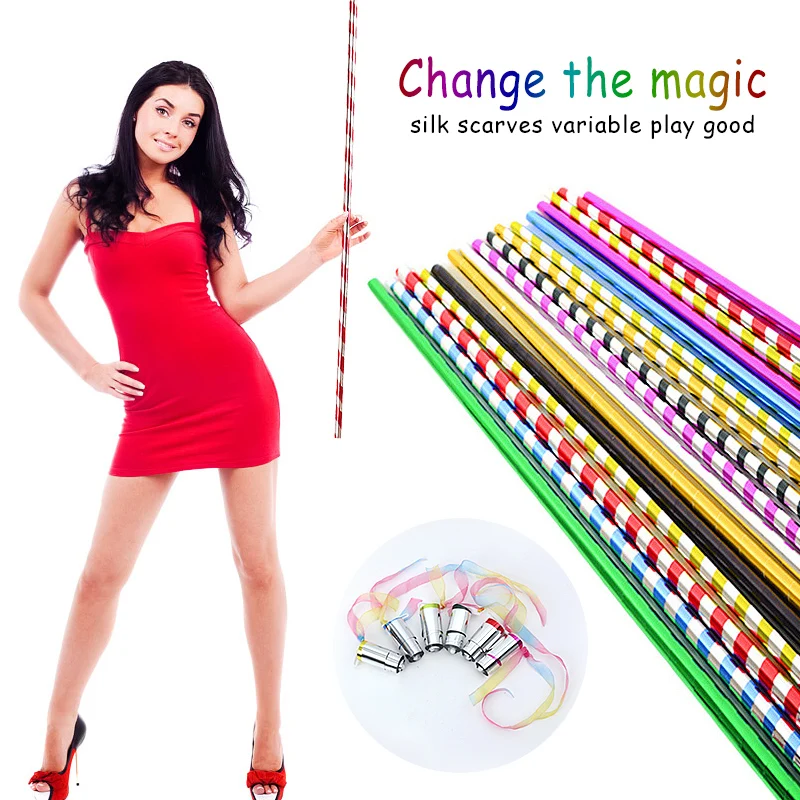 1pc Magical Wand Long Appearing Cane Plastic Stage Stick Magic Cane Close Up Magic Tricks 70cm freeshipping