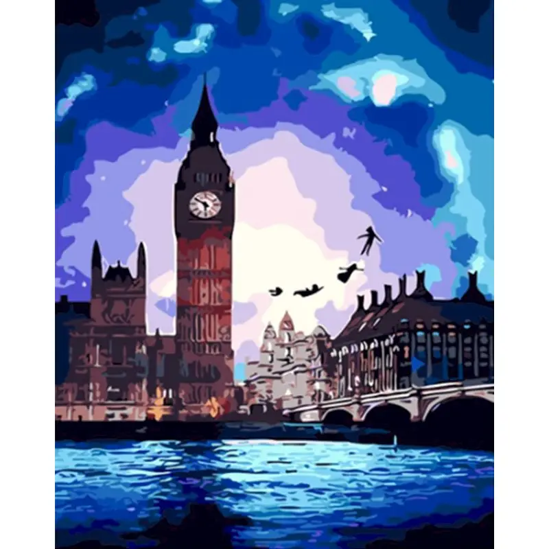 

SELILALI Painting By Numbers Kit Kids DIY Gift Clock In Night Scenery Paint By Number Handmade Frame Home Decor Wall Art Picture