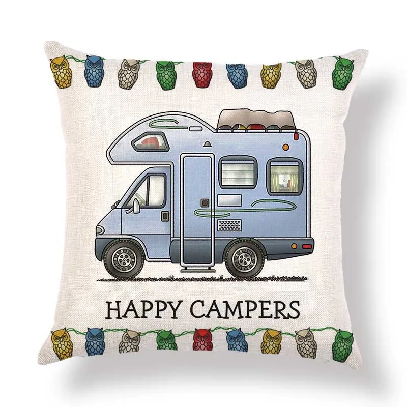 18x18 квадратная наволочка Рождественская наволочка «Happy Camper» Camper Кемпинг Ван милый комплект
