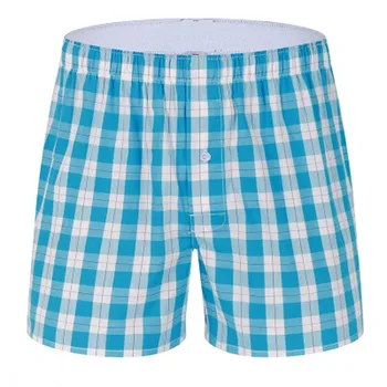 

Summer plaid short sleep bottoms men sleepwear pants soft 100% cotton home shorts men casual pajamas pants for male