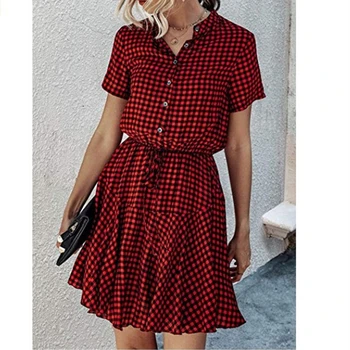 

Fashion Women Short Sleeve Stripe T Shirt Dress Elegant High Waist Loose Summer Dress Ladies Office Lady OL Dersses Streetwear