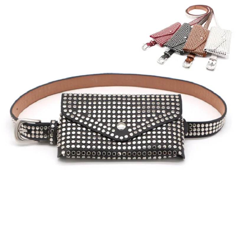 

Fashion Rivets Waist Pack Luxury Designer Fanny Pack Small Women Waist Bag Phone Pouch Punk Belt Bag Purse