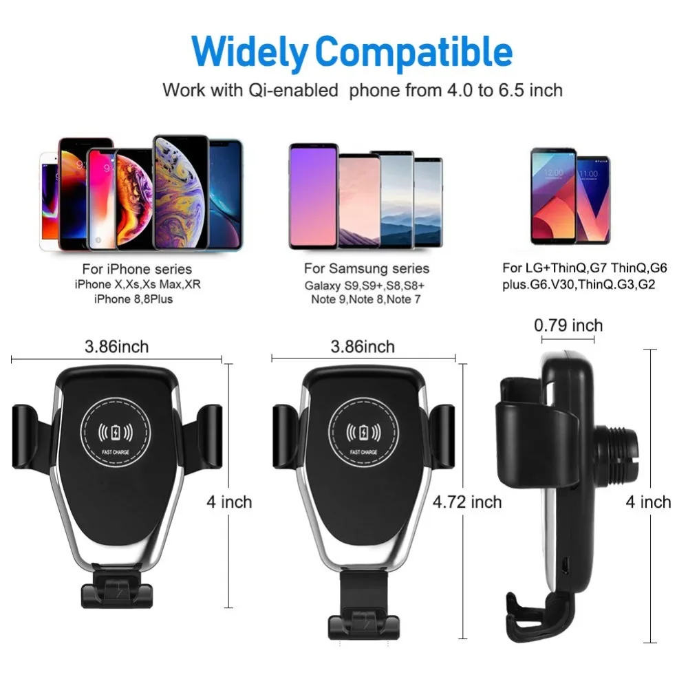 Универсальное автомобильное Qi Беспроводное зарядное устройство держатель телефона для iPhone 11 XS Max X XR 8 держатель для быстрой зарядки для samsung Note 10 S10