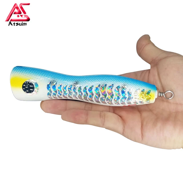 AS Cast Popper Wood Bait Big Game Topwater Tuna Lure 75g120g Treble Hook  Boat Carp Artificial Bait Leurre Fishing Cast Crankbait - AliExpress