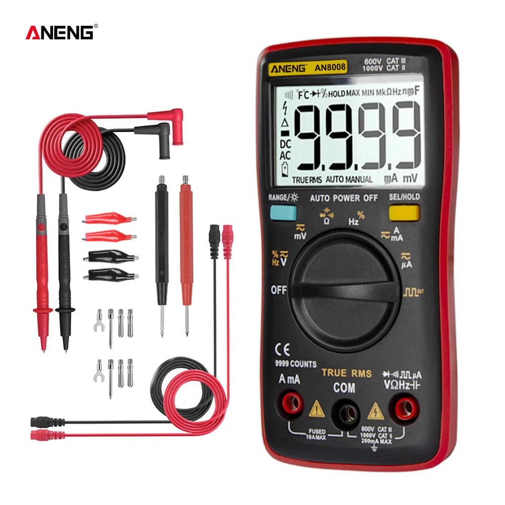

ANENG AN8008 Digital Multimeter 9999 Counts Transistor True RMS Tester rm409b Auto Electrical Testers Voltage capacitor Meters