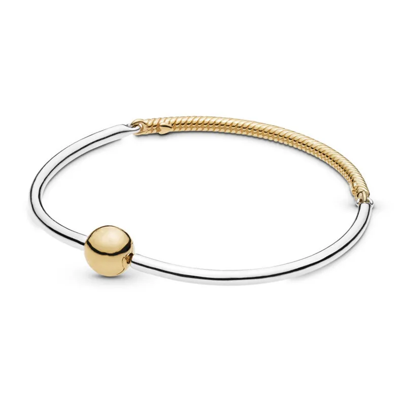 

2019 Summer New DIY Bead Charm Bracelet Fit Pans Shine Three Link Bangle 925 Sterling Silver Original for Women Jewelry Gift