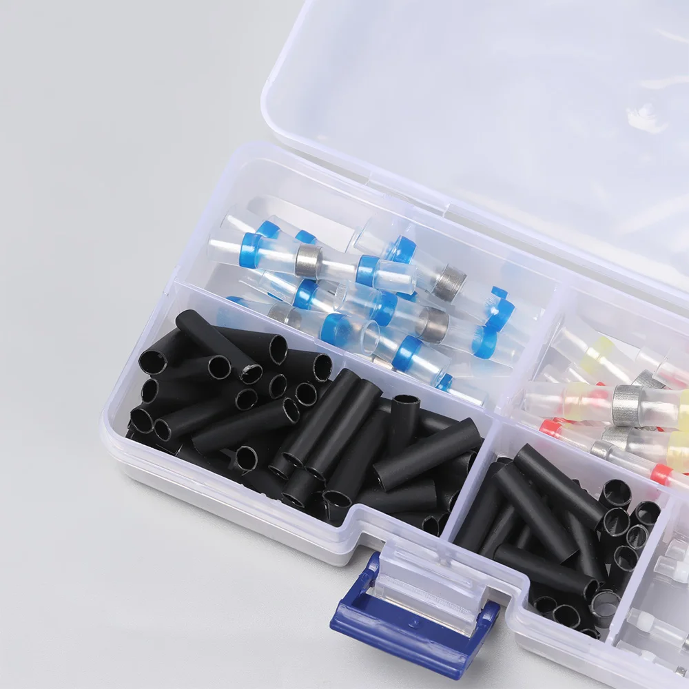 

New Wire Cable Connectors Crimp Terminals Solder Sleeve Butt PE Waterproof Insulation Heat Shrinkable Tube Solder Ring Set