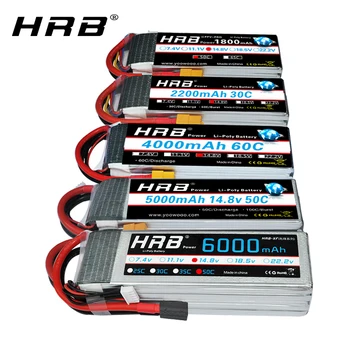 HRB 4S Lipo Battery 14.8v 5000mah 6000mah 4S 2200mah 3300mah 4200amh 12000mah 22000mah RC lipo Dean for rc car drones helicopter 1