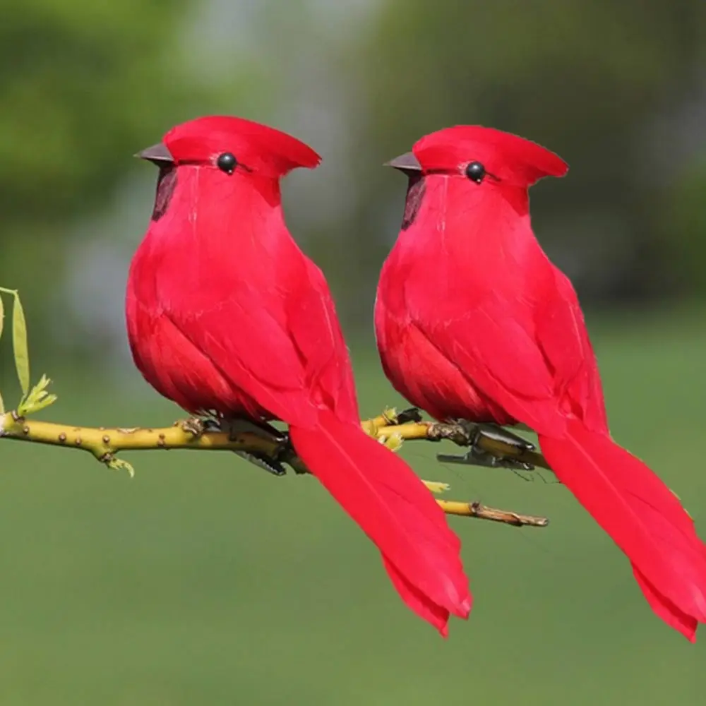 1/6 red foam feather artificial garden gardening decoration imitation bird model doll home festive wedding deco | Дом и сад