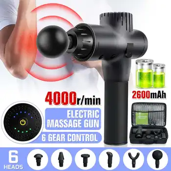 

4000r/min Therapy Massage Guns 5 Gears Muscle Massager Pain Sport Massage Machine Relax Body Slimming Relief 6 Heads With Bag