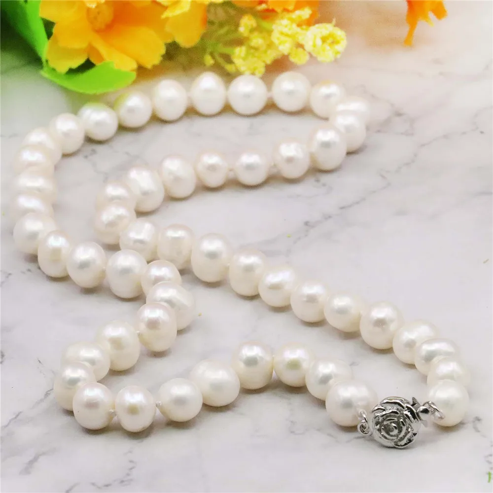 

Charming! 8-9mm White Akoya Cultured Pearl Necklace Beads Fashion Jewelry Making Design Natural Stone 17''BV133 Wholesale Price