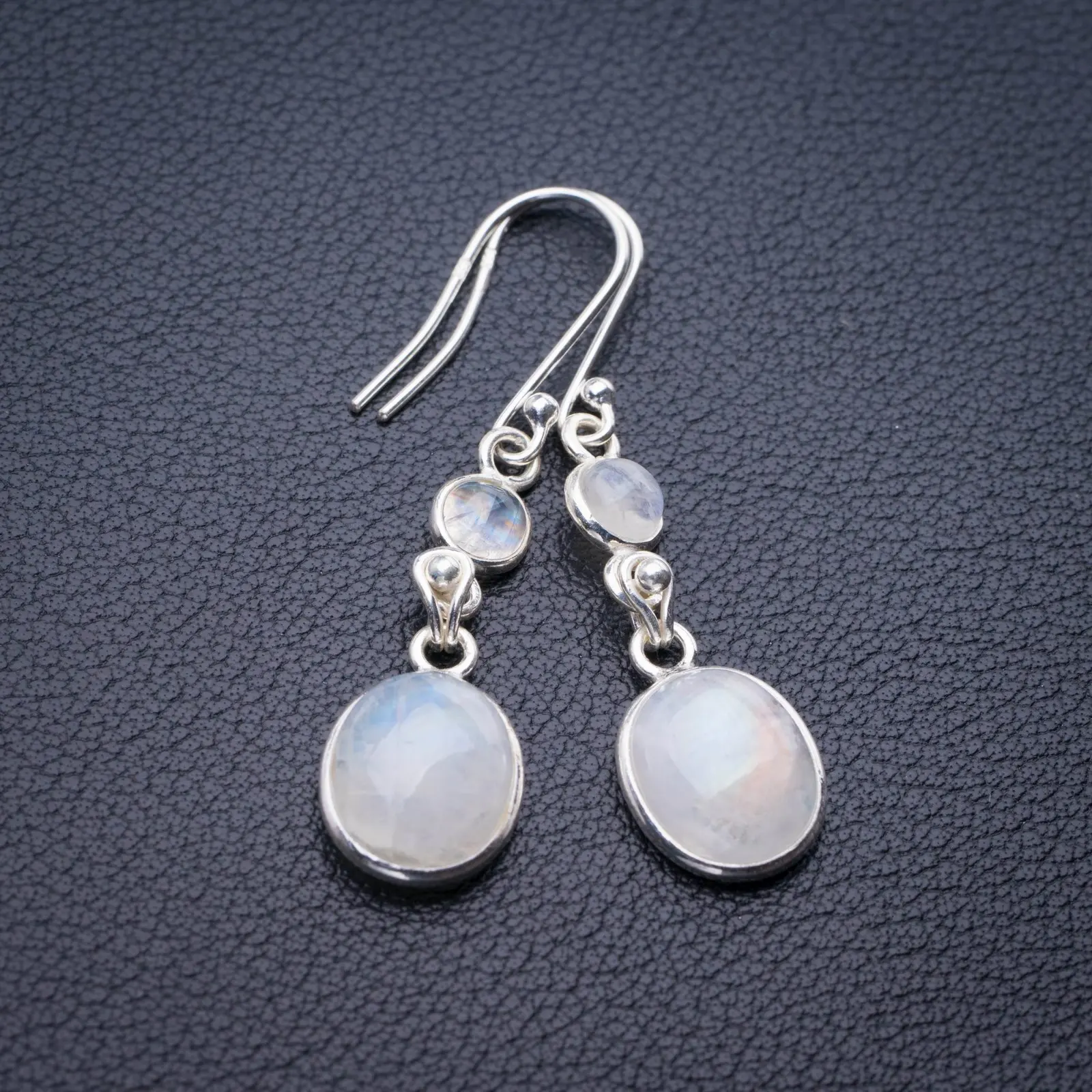 StarGems Natural Rainbow Moonstone Handmade 925 Sterling Silver Earrings 1.75&quot E1412 | Украшения и аксессуары