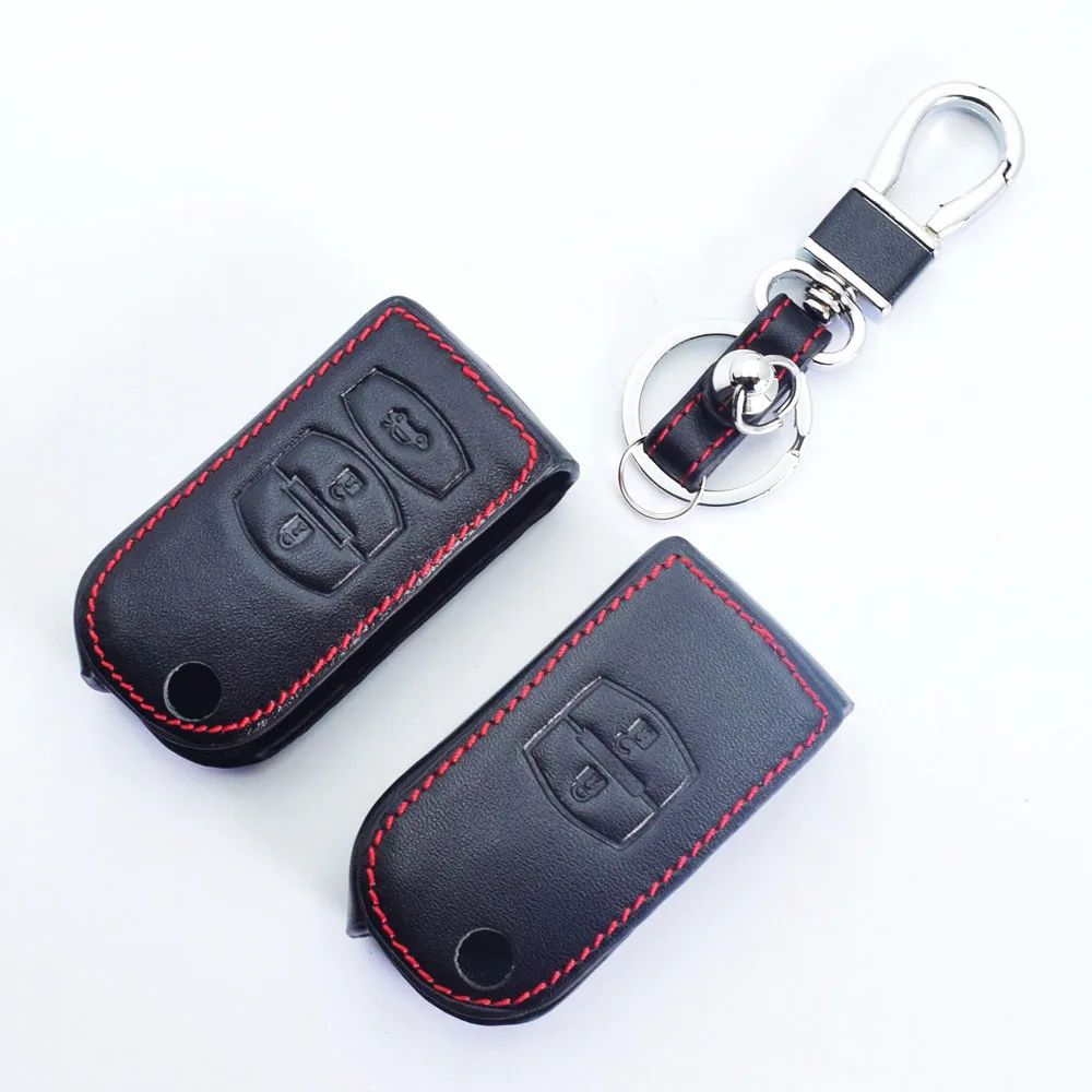 Чехол для автомобильного ключа из натуральной кожи Mazda 2 3 6 CX5|2 button|key case for carcar key cover