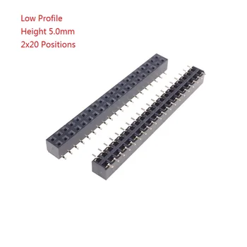 

5 pcs Low Profile SMT Female PCB Header 2.54 mm 0.100" Pitch 2x20 Pin 40 Position Dual Row Socket Surface Mount Height 5.0 mm