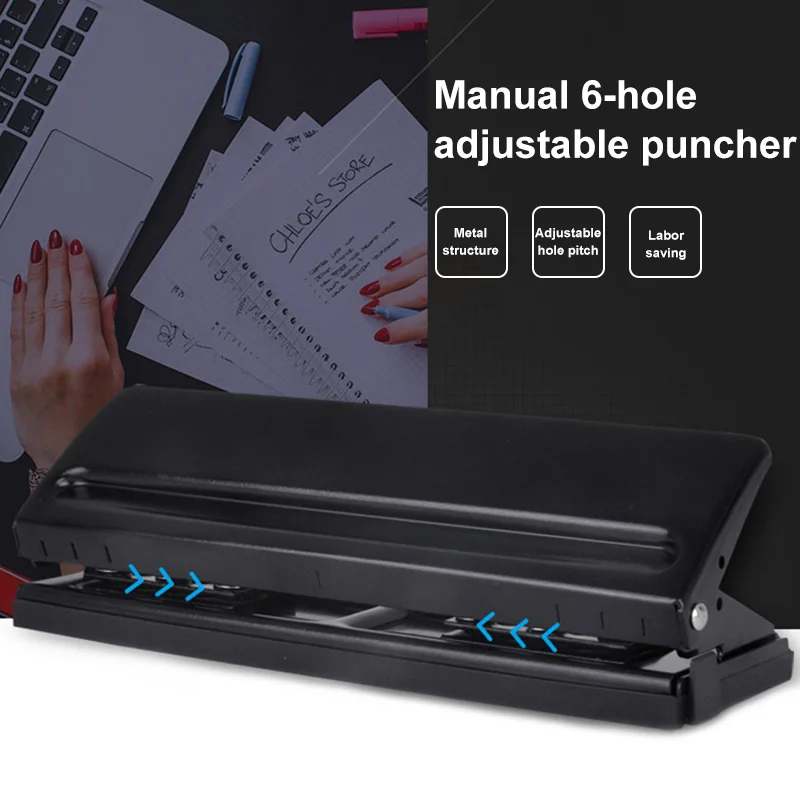 

Manual 6 Holes Perforator Adjustable Universal Puncher for Files Paper Documents LHB99