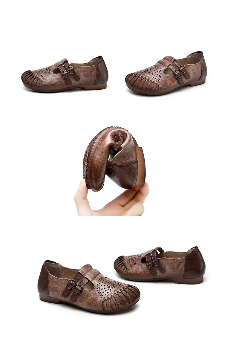 GKTINOO Для женщин Туфли без каблуков обувь ручной работы Демисезонный из натуральной кожи женская обувь дамские туфли на плоской подошве из кожи обувь в стиле ретро