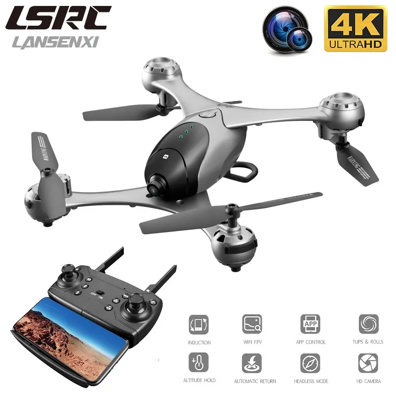 LSRC Новый Радиоуправляемый Дрон M6 WIFI FPV и широкоугольный HD 4K Двойная камера с