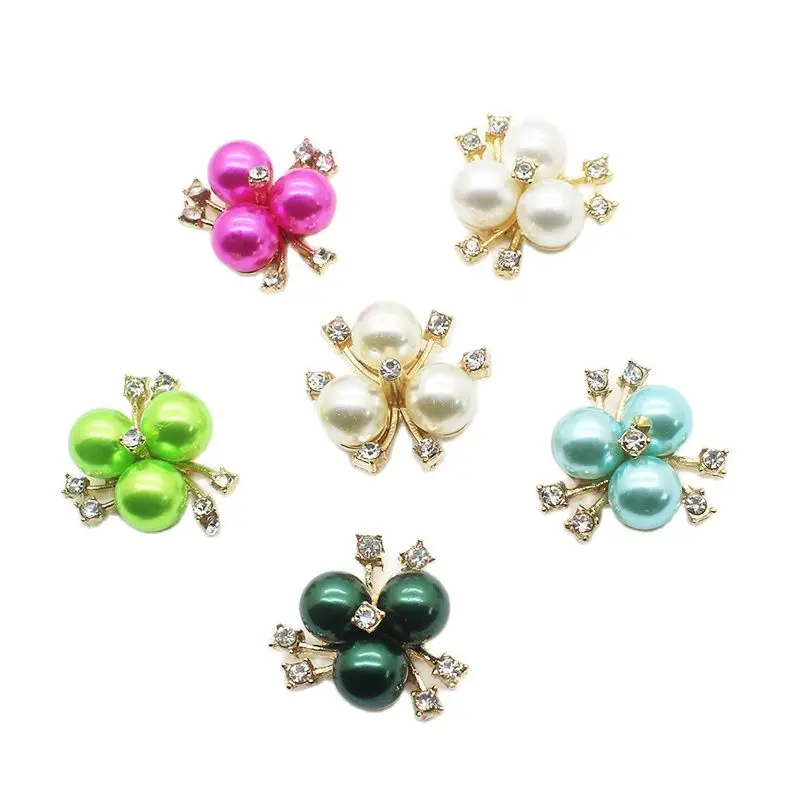 HOT 10pcs/lot 20MM Gold Flower Pearl Crystal Metal Rhinestone Buttons for Clothes DIY Kids Hair Accessories Wedding Decorative | Дом и сад