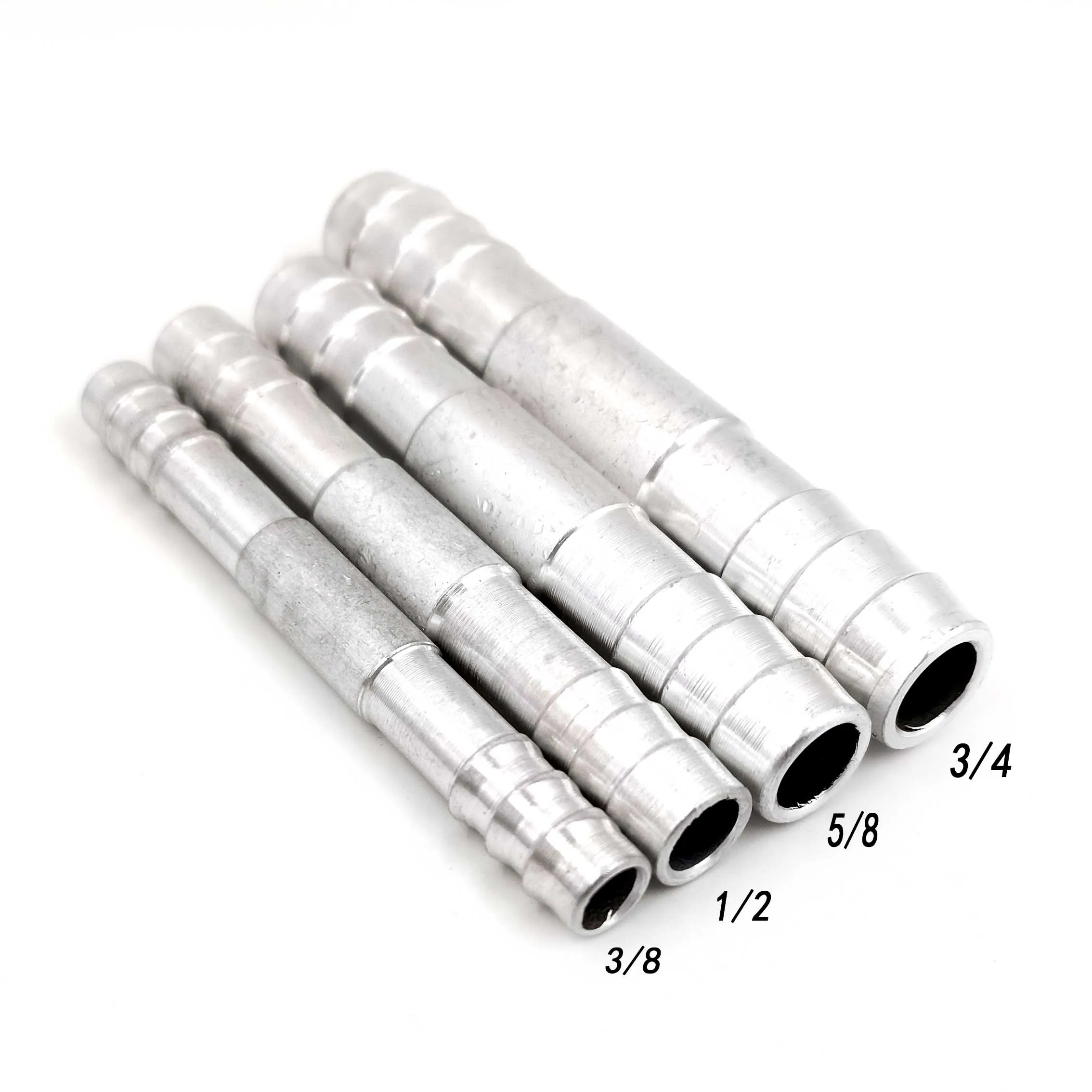 3/8 1/2 5/8 3/4 Straight Splice Push in Fitting Aluminium A/C Refrigerant Hose Barb Joints Connectors #6 #8 #10 #12 100PCS