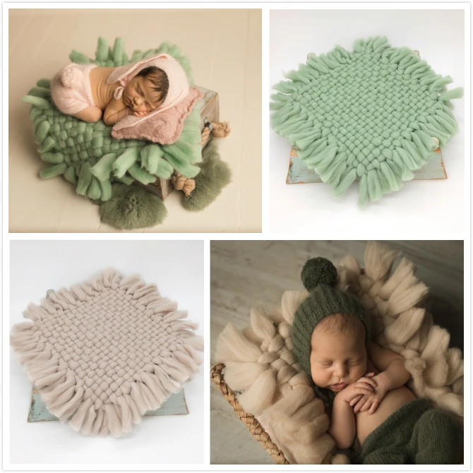 Full-moon Photography Props Background Blankets Newborn Baby Pictures Coarse Thread Woven Blankets many colors to choose