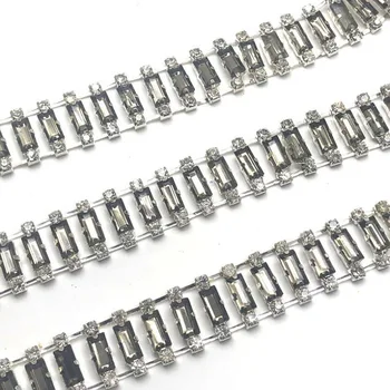 

9Yards Rhinestone Trim Grey Crystals Ribbon Trimming Headband Crafts for Shoes Clothing Decor