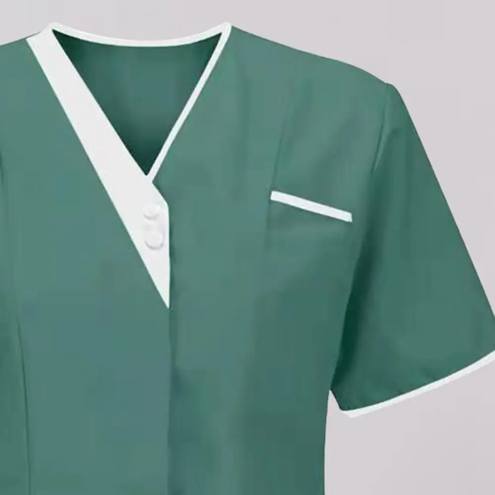 60% Healthcare Nurse Robe Nurse Clothing T-Shirt V Neck Pocket Short Sleeve Button Nursing Staff Uniform Clothing Beauty Salo