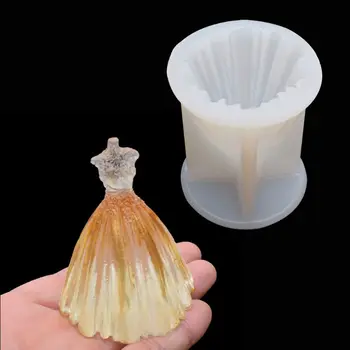 

Handmade Wedding Dress Skirt Silicone Chocolate Fondant Candy Mould Christmas Princess Dress Resin Mold Cake Baking Tool