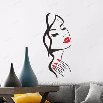 

Beauty Salon Red Nails Wall Stickers Bedroom Girls DIY Home Decor Sexy Woman Manicure Salon Wall Decals Vinyl Wall StickersWU165