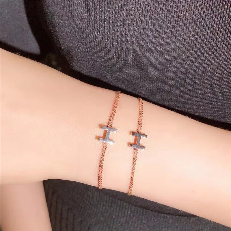 Хорошее ювелирное изделие 100% 18 k золотой браслет двойное кольцо love or H стиль для
