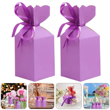

25Pcs Wedding Candy Violet Storage Boxes Gift Boxes Candy Wrapping Boxes Flower Wedding Supplies Vase Fishtail Wedding Candy Box