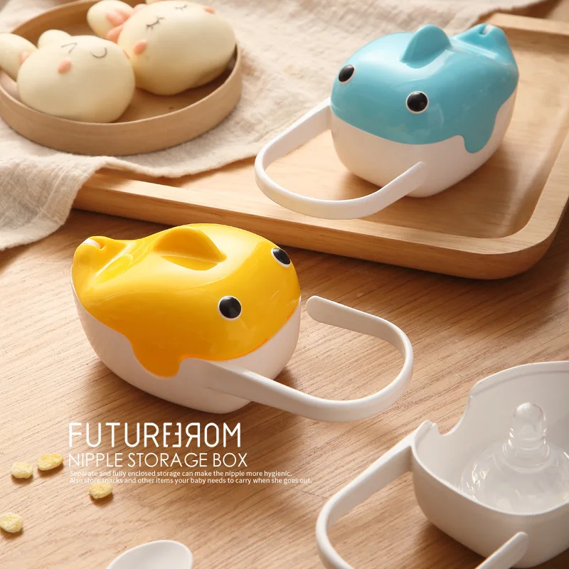 1Pc Baby Pacifier Storage Box Portable Cute Whale Shape Kids Pacifier Nipple Cradle Case Holder Travel Storage Box Pacifier Box