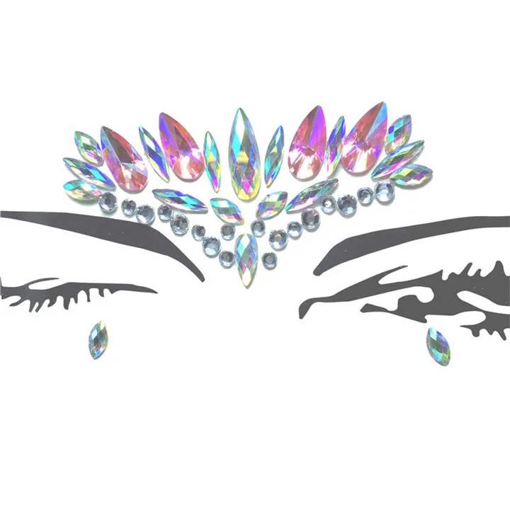 9   Colorful Crystal Face Stickers For Women Diy Masquerade Jewelry Music Festival Birthday Party Decor Rhinestone Face Sticker