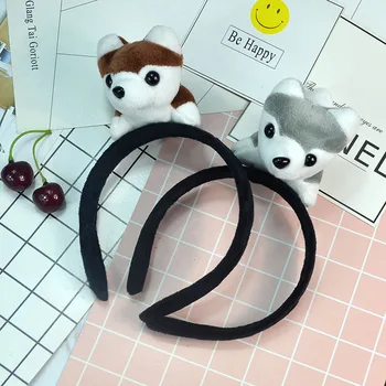 

DUOJIAOYAN New arrival Plush soft Cotton headwear Animal Dog Headband for funny party Simulated stereo dog headband for children