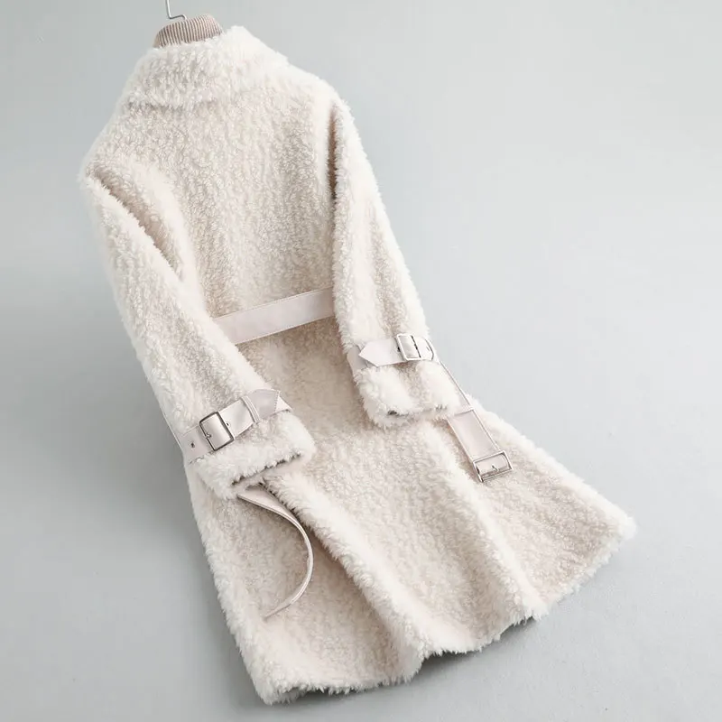 

Real Fur Coat Female 300% Wool Coat Winter Jacket Women Clothes 2020 Sheep Shearling Korean Jackets with Leather Belt MY