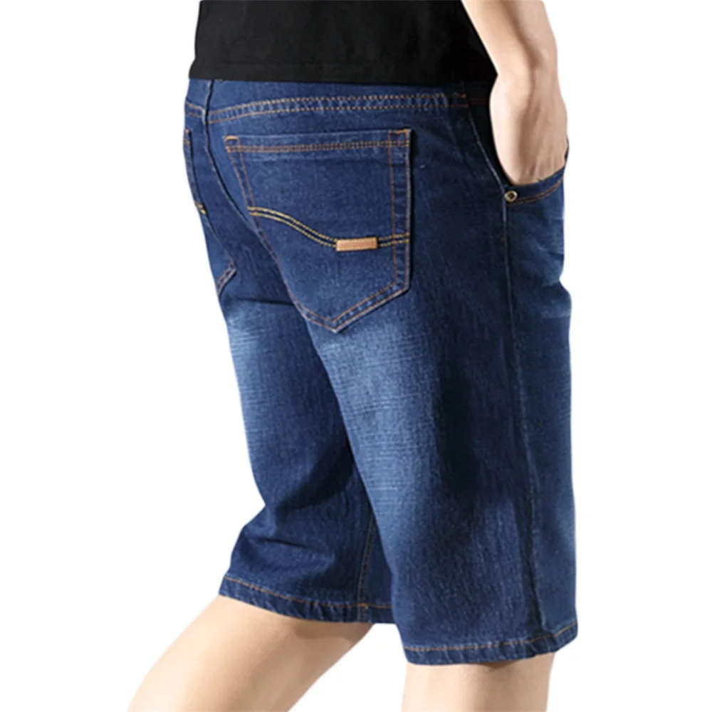 

Cloudstyle Summer Men's Short Jeans Concise Stylish Business Casual Loose Straight High Quality Solid Color Denim Shorts Male