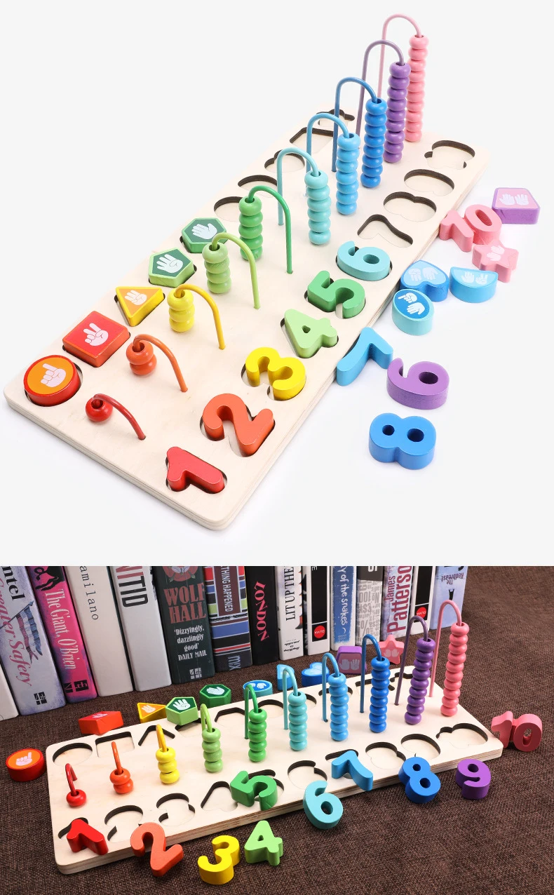 Детские деревянные 3D Пазлы Монтессори игра Abacus Учимся считать цифры соответствующие цифровой формы матч раннего обучения математике игрушка