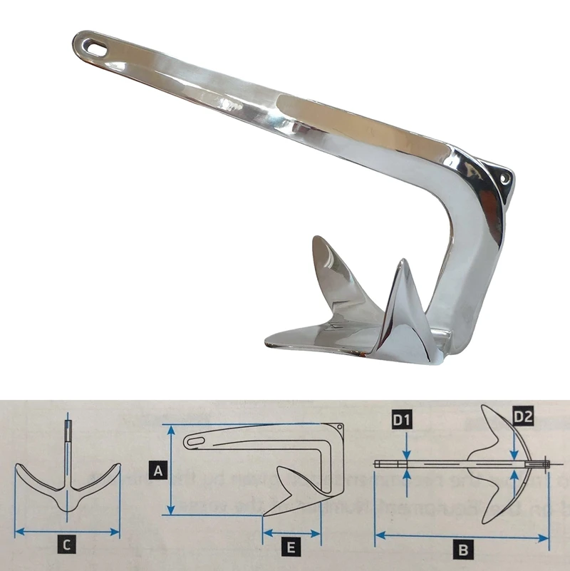 Нержавеющая сталь 316 Брюс коготь силы якорь 4.4Lbs(весом более 2 кг) морской Класс полированная