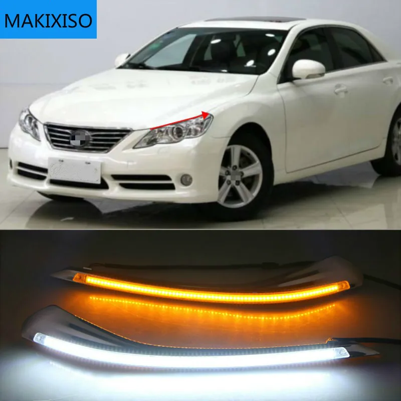 

1Pair DRL For Toyota MARK X REIZ 2010-2012 LED DRL Daytime Running Light With Turn Signal Fog Lamp