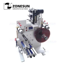ZONESUN полуавтоматическая двойная машина для нанесения этикеток с двойными бортами этикетировочная машина с принтером этикетировочная машинка для круглых бутылок SL-130M 220 V/50 HZ