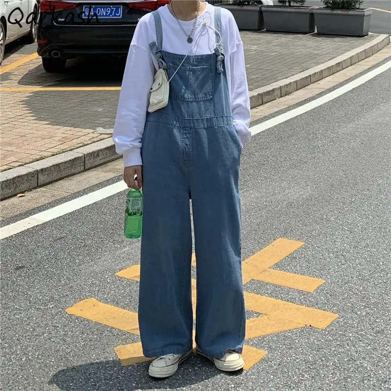

Jumpsuits Women Denim Solid Spring Stylish Pockets Street Style BF Harajuku Loose All-match Comfortable New Hot Sale Female Chic