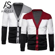 Винтажный Мужской кардиган на пуговицах спереди с v-образным вырезом и длинными рукавами в полоску, вязанное Мужское пальто на осень и весну, свитер, пальто, повседневная верхняя одежда