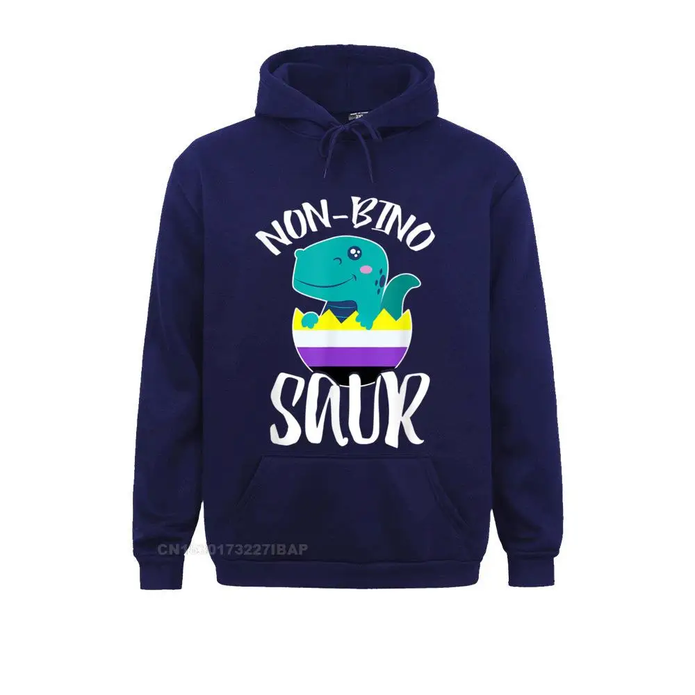 Non BinoSaur Dino Non Binary Hoodies Funny Cosie Long Sleeve Youth Sweatshirts Novelty Sportswears Christmas Streetwear